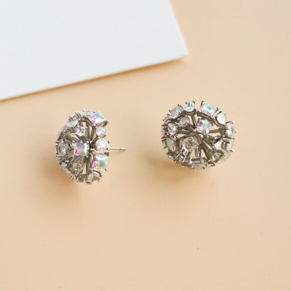 Kate Spade Beaming Bright Collection. Silver Clear Crystal Stud Earrings - Picture 2 of 4